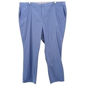 LL Bean High Rise Twill Chino Pants Preppy Coastal Grandma Pastel Blue Plus 24W